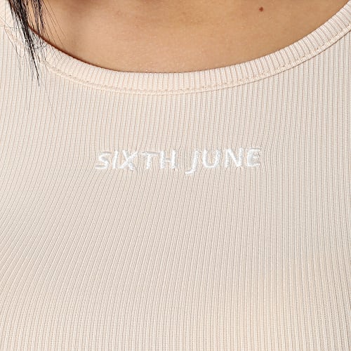 Top Manches Longues Crop Femme W33220KTO Beige