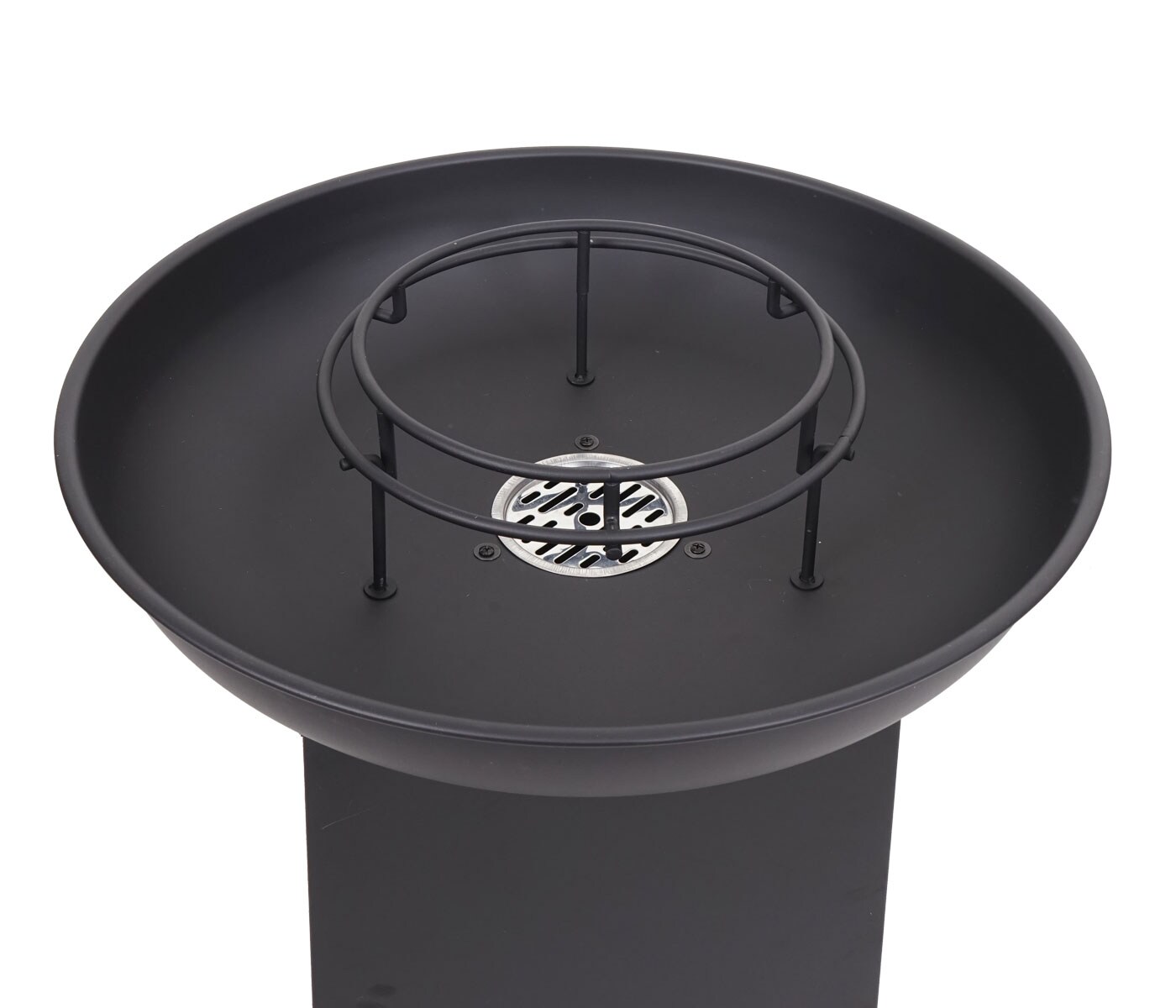 Feuerschale mit Grillplatte MCW-K97 Feuerstelle Grill Feuerkorb BBQ Outdoor Kochplatte, Stahl Edelstahl ~ Ø59cm schwarz