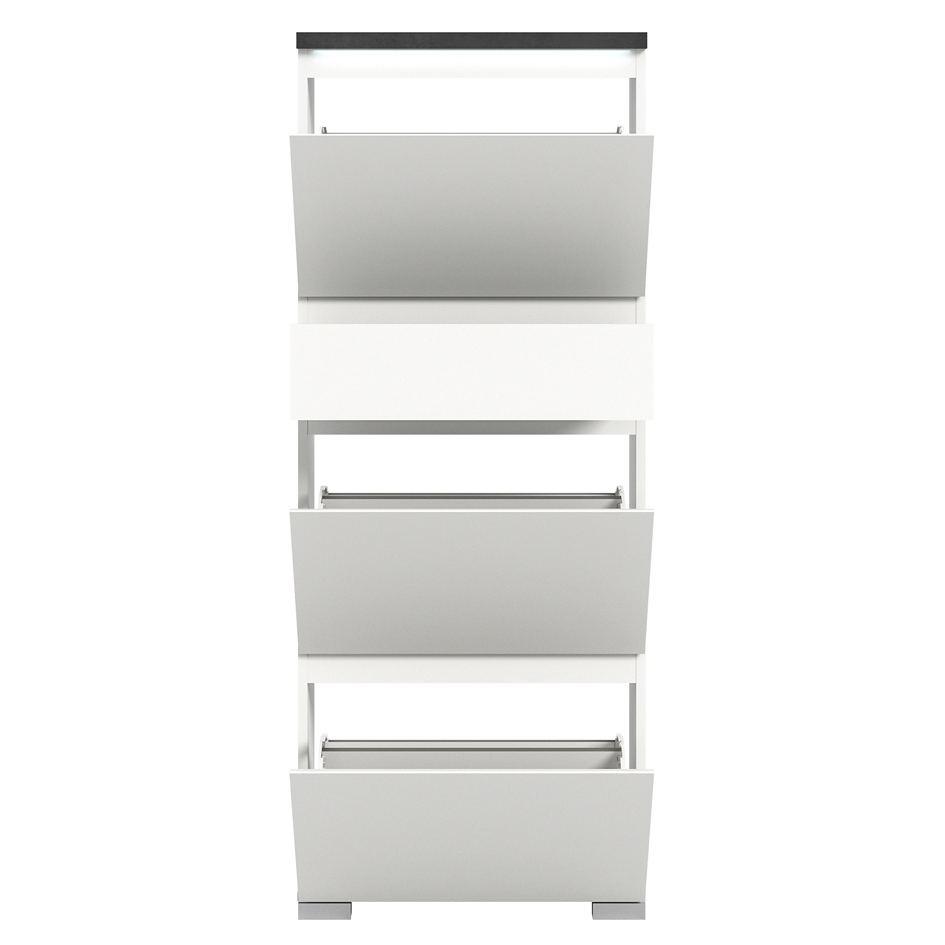 Schuhschrank SHOELOVE - weiß-Industrial grau - 151 cm hoch