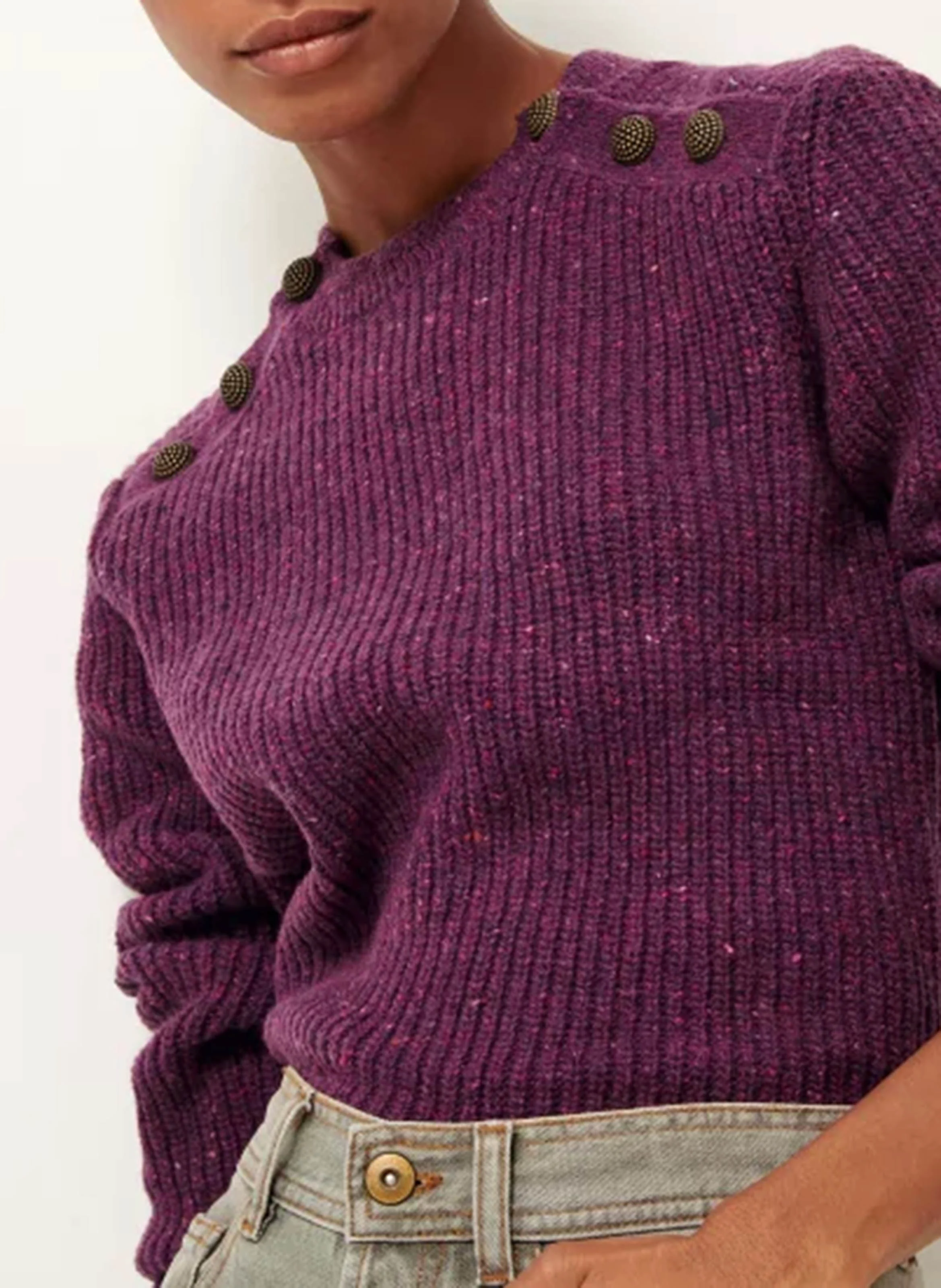 MAGELLAN - Pull droit col rond en laine mélangée | Violet