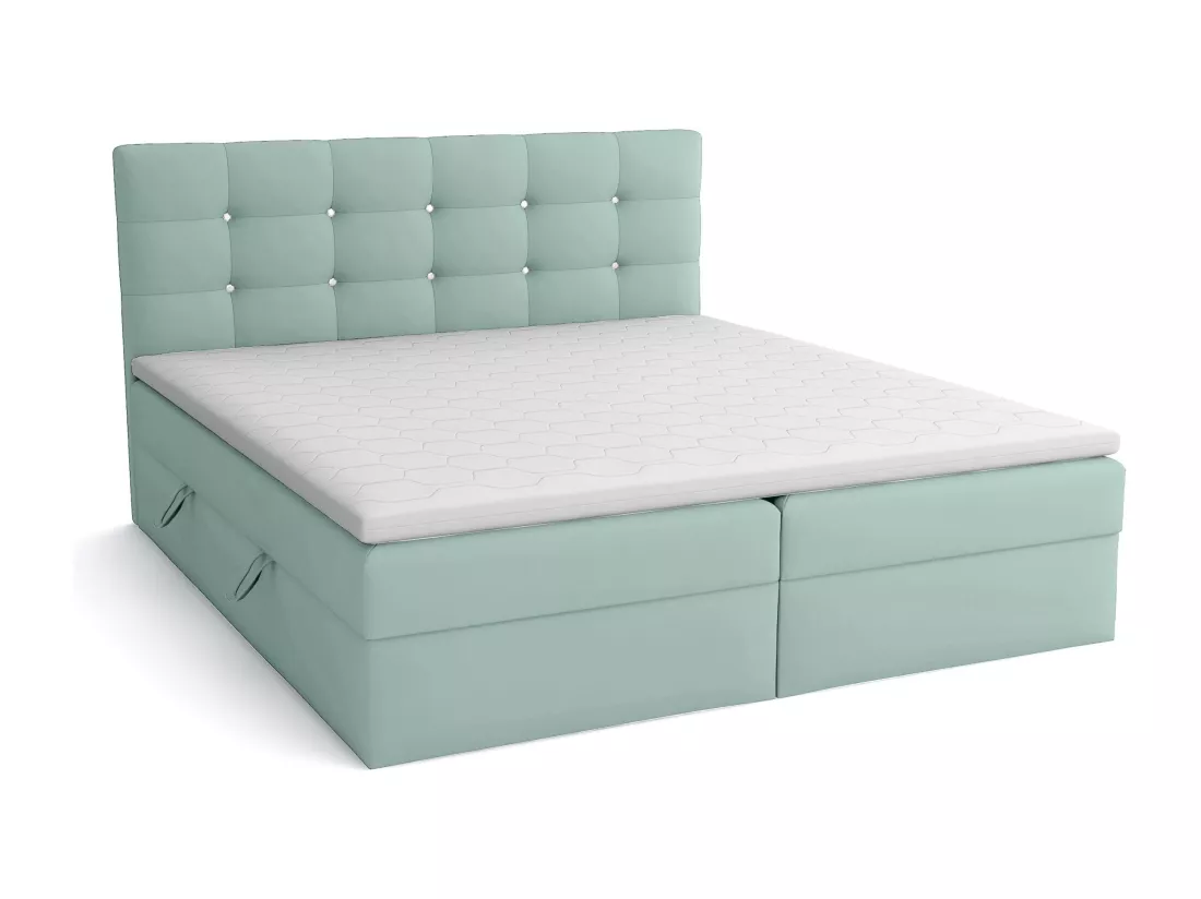 LIT BOXSPRING avec surmatelas Elegante 200x200 cm, vert