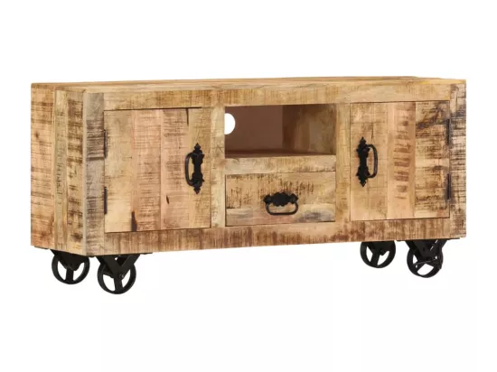 Meuble TV Bois de manguier brut 110x30x50 cm