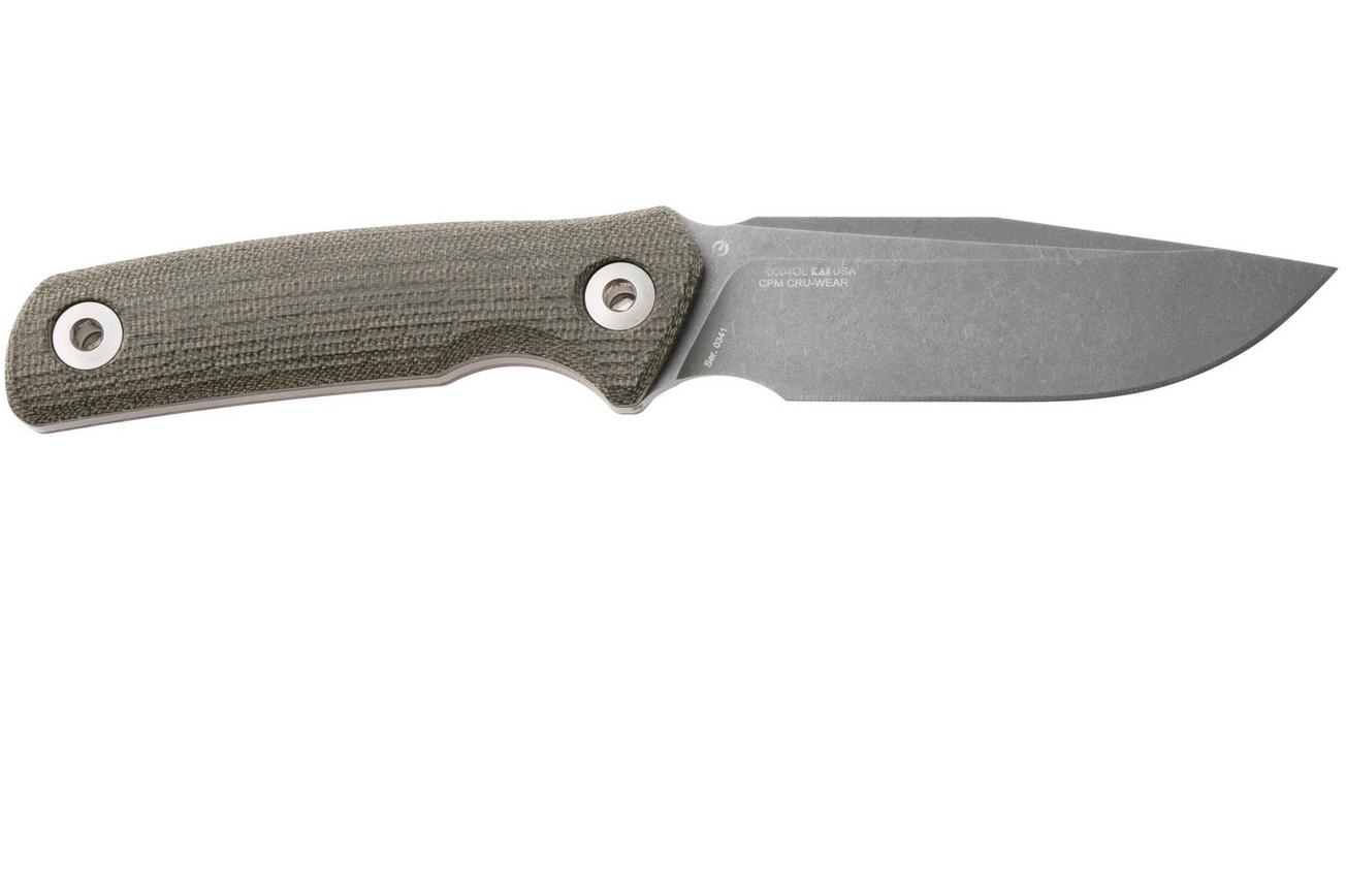 Zero Tolerance 0004OL, Stonewashed CPM Cru-Wear, Olive Drab Micarta vaststaand mes