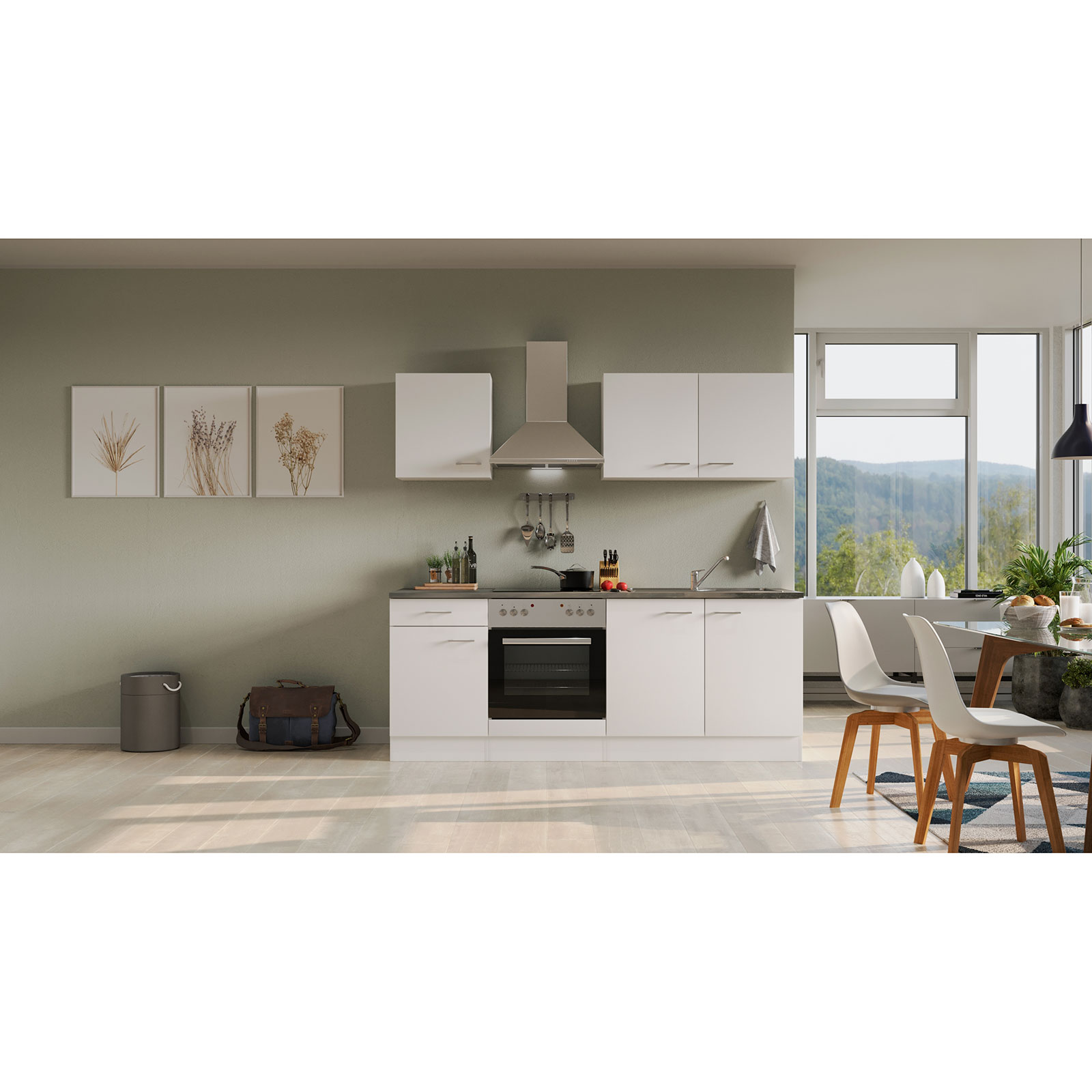Küchenblock LUCCA - weiß - mit E-Geräten - 210 cm