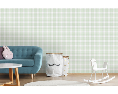 Vliesbehang 38122-2 Little Love Geruit groen