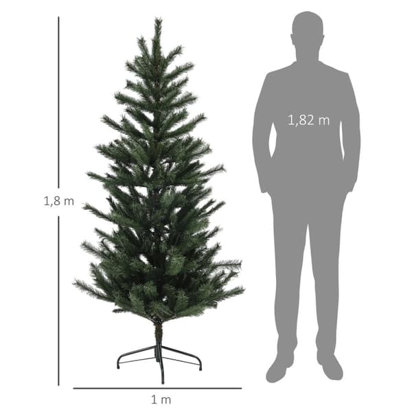 Kunstig juletre, 180 cm juletre med 467 tips, flammehemmende, sammenleggbart stålstativ, til juledekorasjon, grønn