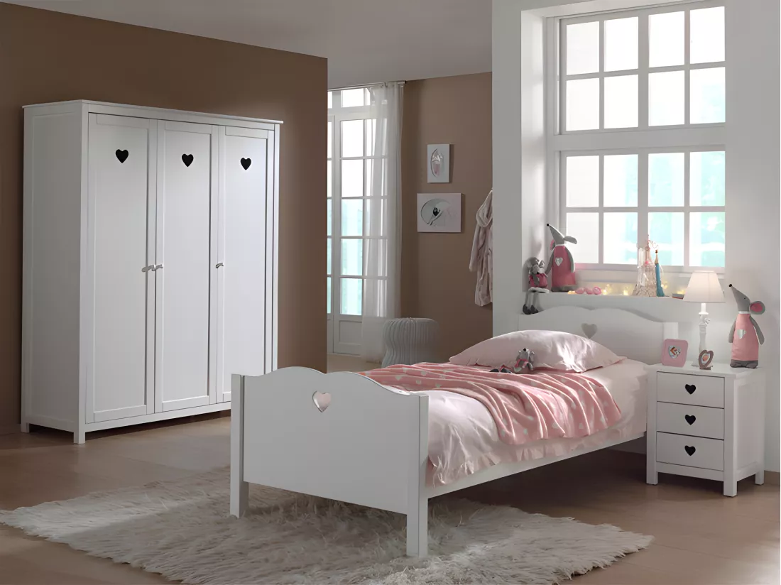 Pack - Lit Enfant, Sommier, Chevet & Armoire 