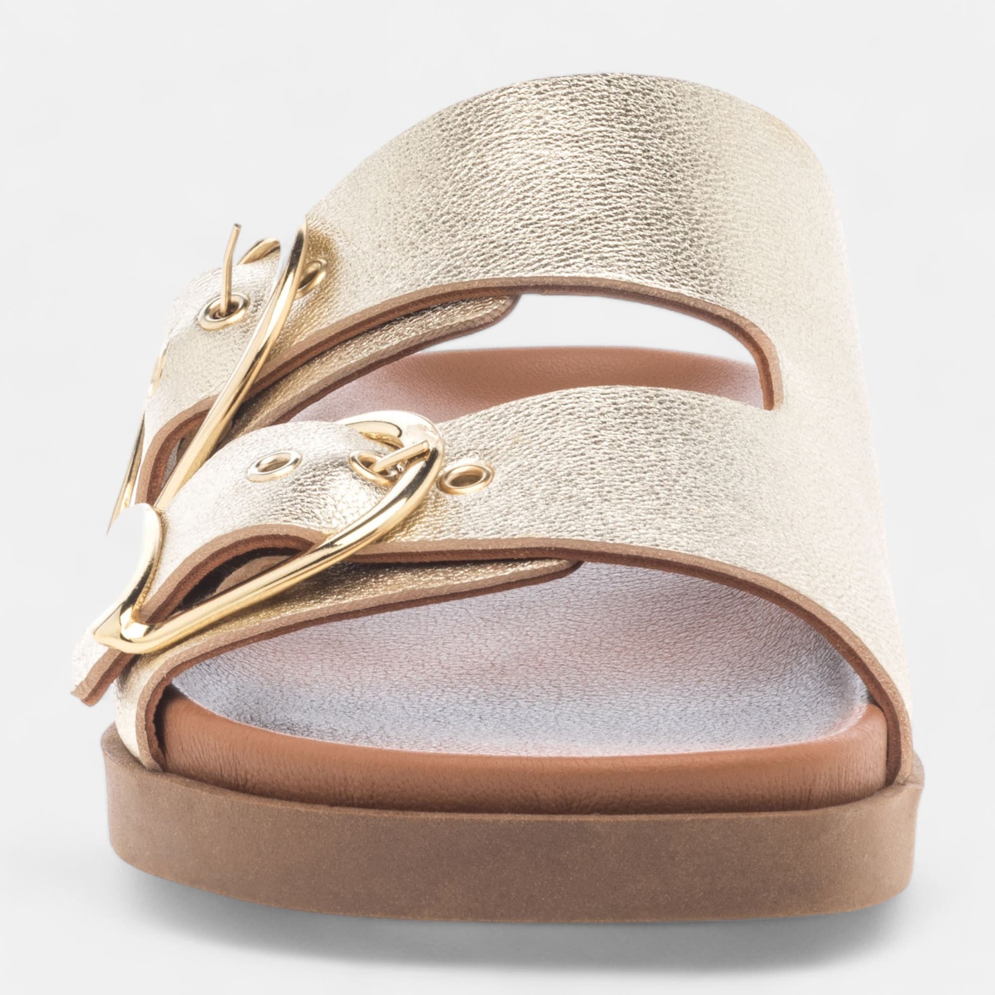 Mules Femme en cuir or