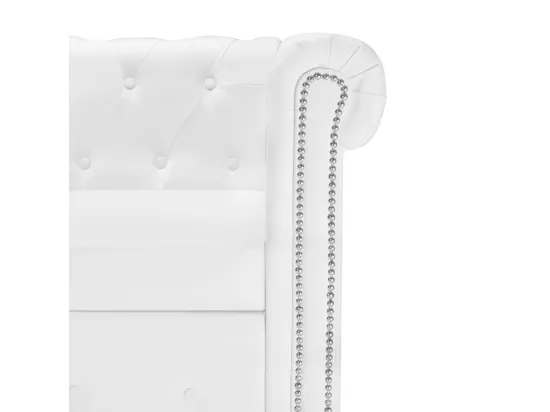 NETTLIFE Canapé Chesterfield en forme de L cuir synthétique blanc