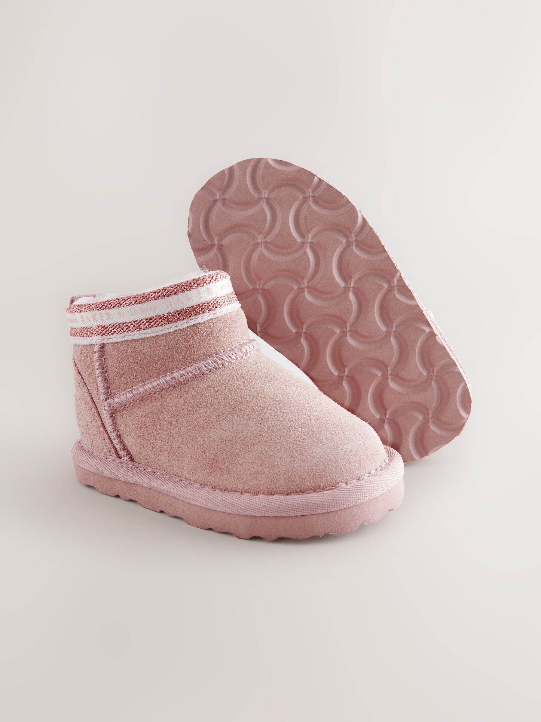 Roze - Baker by Ted Baker Girls Water Repellent Cosy Suede Branded Tape Boots