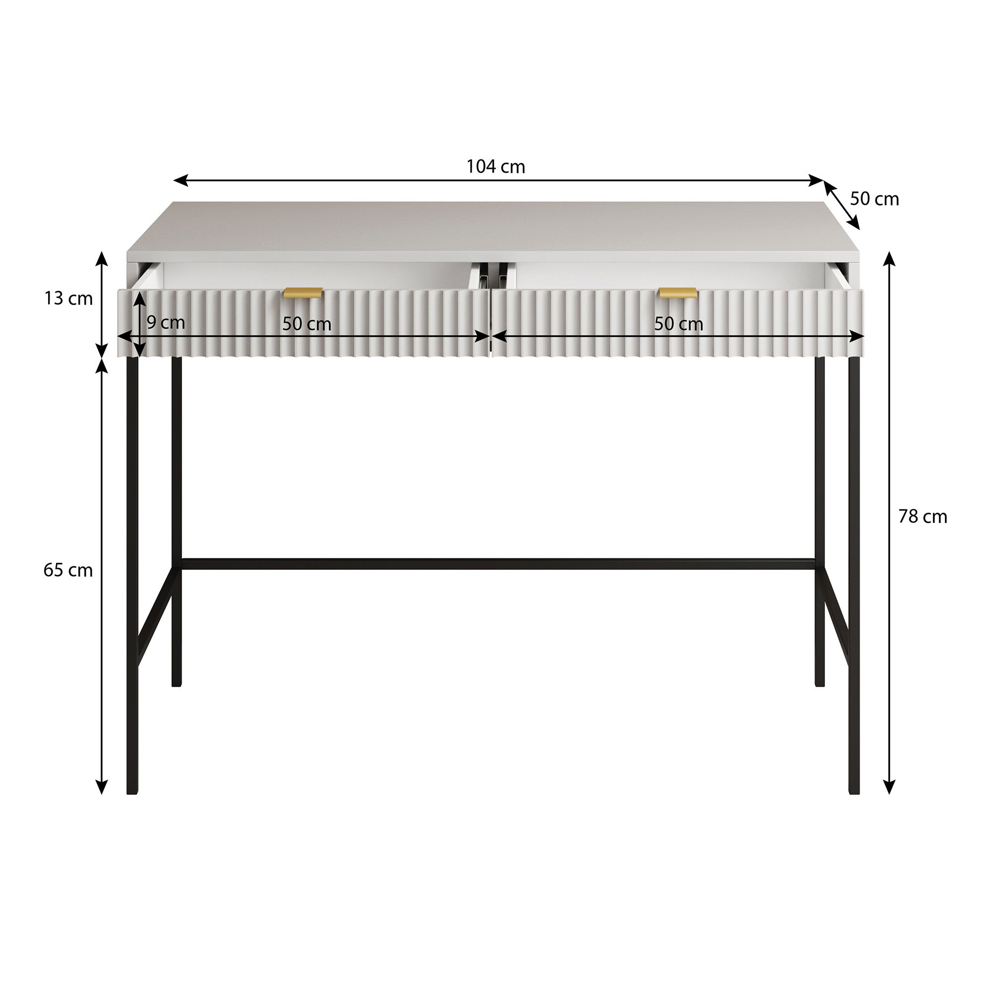 Meubella - Kaptafel Navil - Zwart - 104 cm