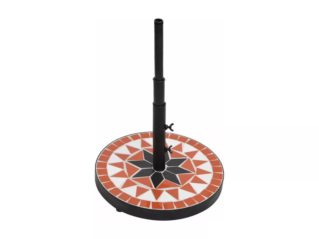 Base de parasol terre cuite et blanc rond 12 kg