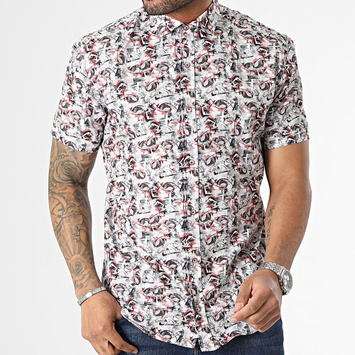 Chemise Manches Courtes Gris Rouge