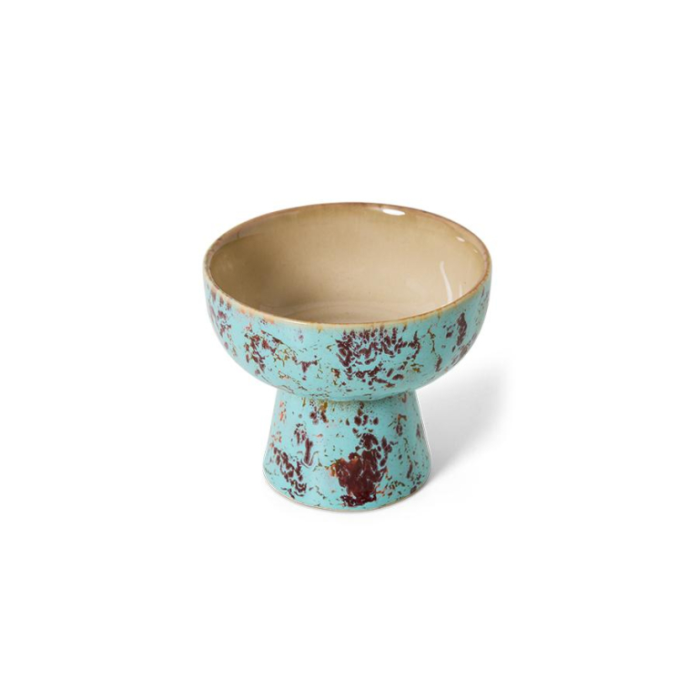 HKliving 70's Ceramic tapas schaal op voet S patina