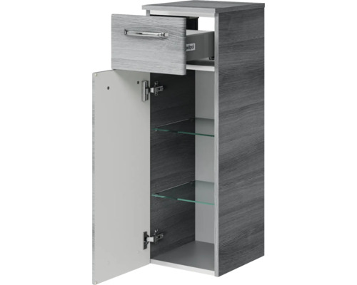 Pelipal Kumba badkamermeubelset (B x H x D): 137 x 200 x 50 cm, grafietkleurige fronten, 5-delige set inclusief glazen wastafel, hoge kast en onderkast (99.770326192)