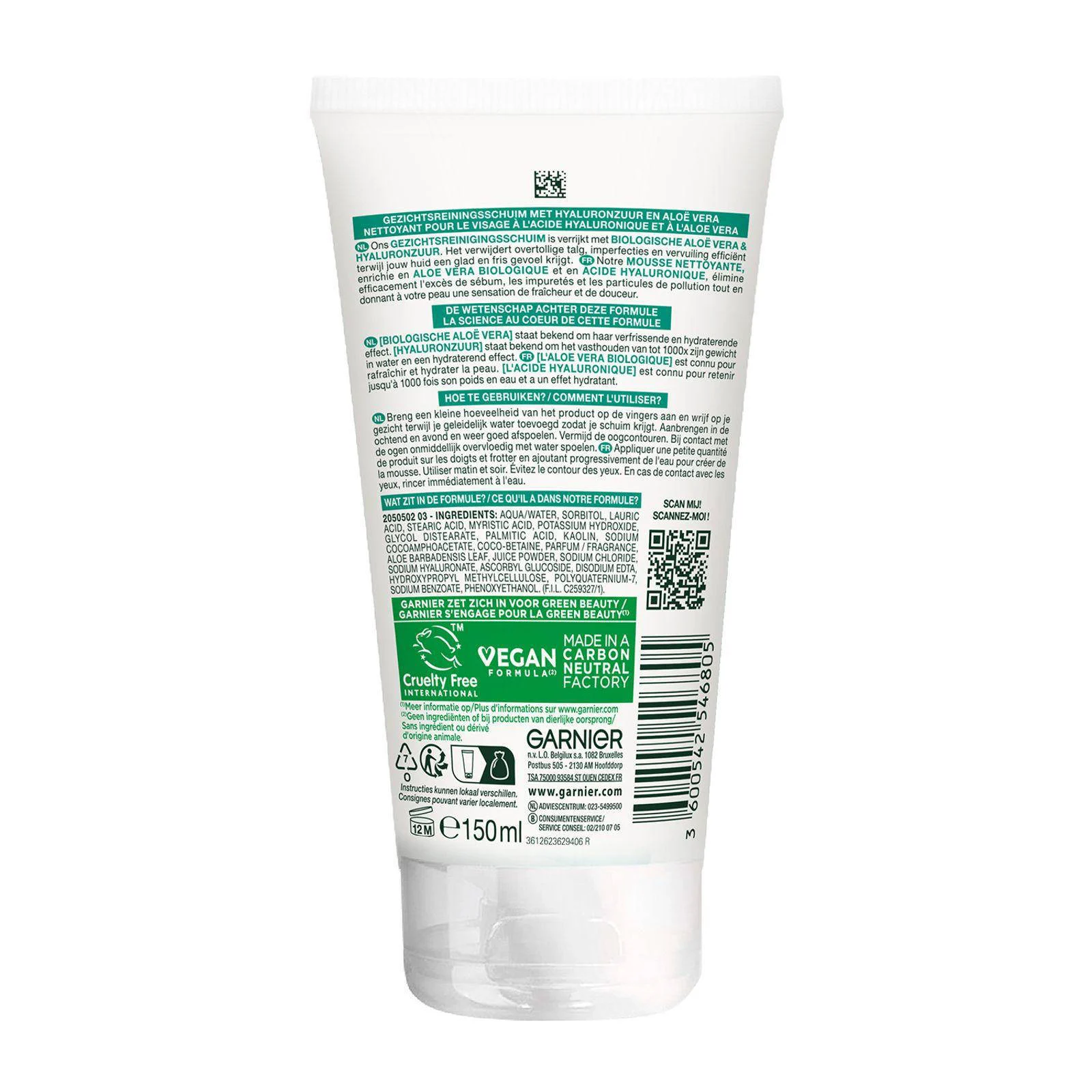 Garnier Hyaluronzuur & Aloe Vera hydraterende gezichtsreinigingsschuim – 150 ml
