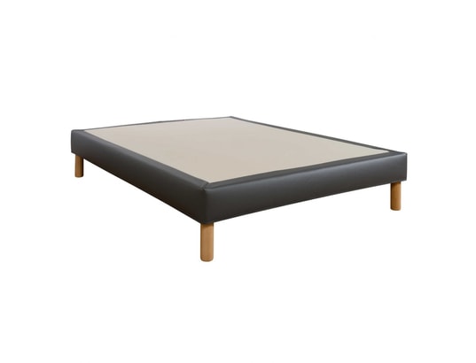 SOMEO - Cache sommier Cache-sommier intégral simili cuir anthracite 180 x 200