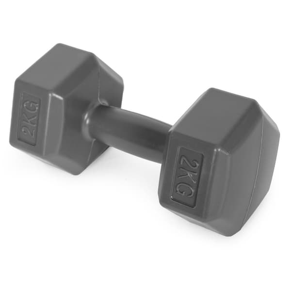 Hex manualer sett 2x2 kg, treningsvekter, fitness belastning, grå, ModernHome