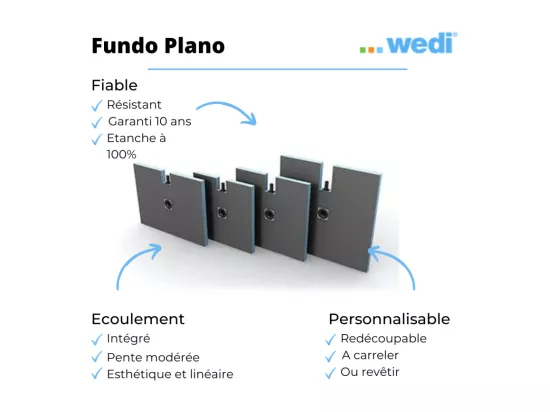 Wedi - Receveur à carreler Fundo Plano 140 x 90 cm