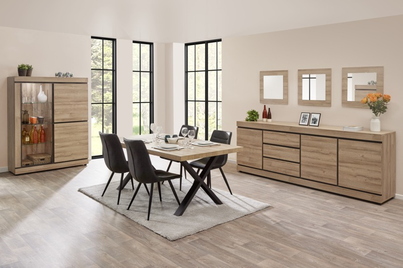 Wandkast Talenso - Met vitrine en verlichting 130 x 171 x 59 cm