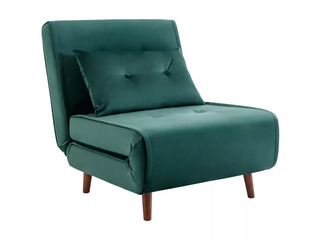 Fauteuil convertible en velours vert sapin URIBIA