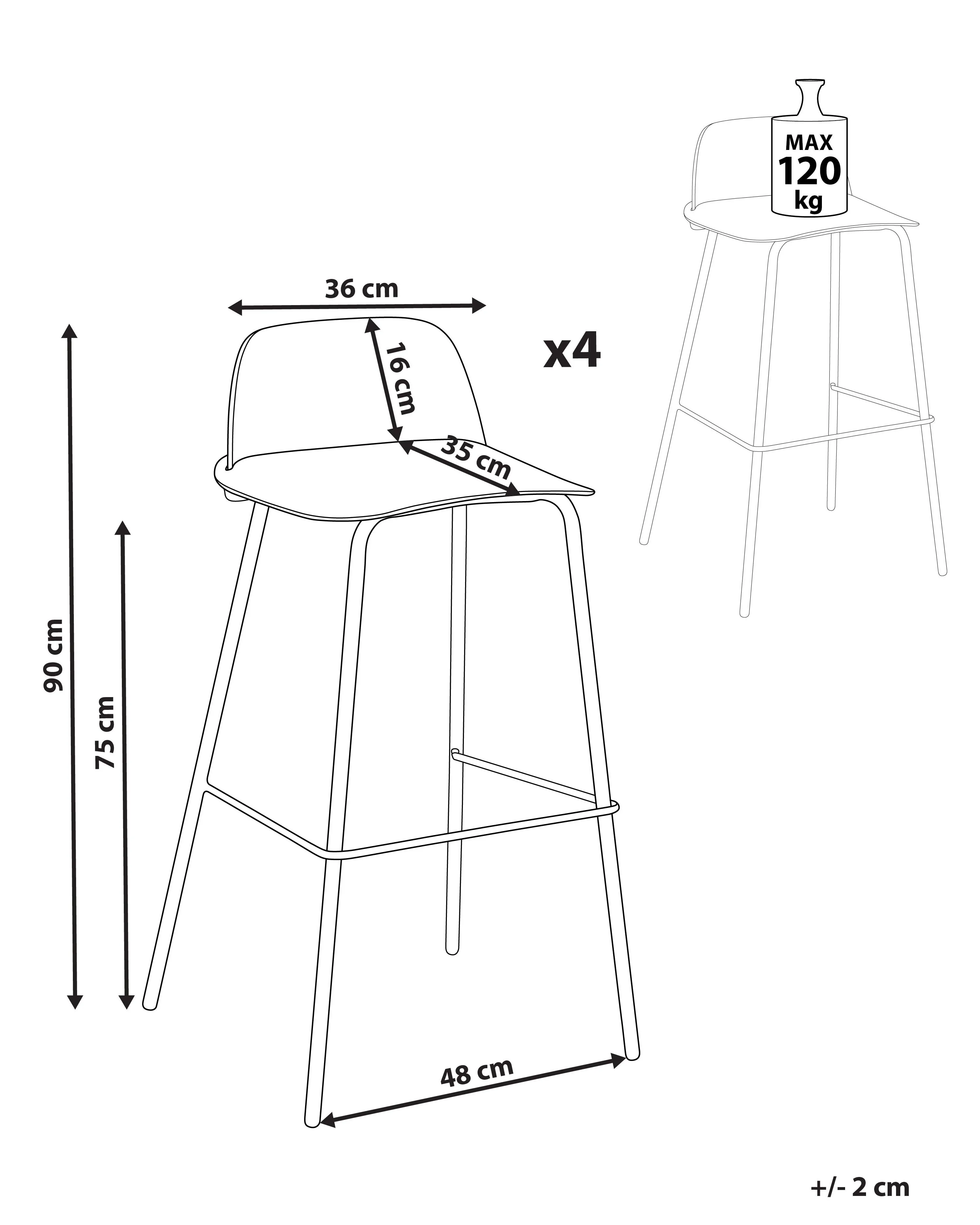 Set van 4 barstoelen MORA Pastelroze