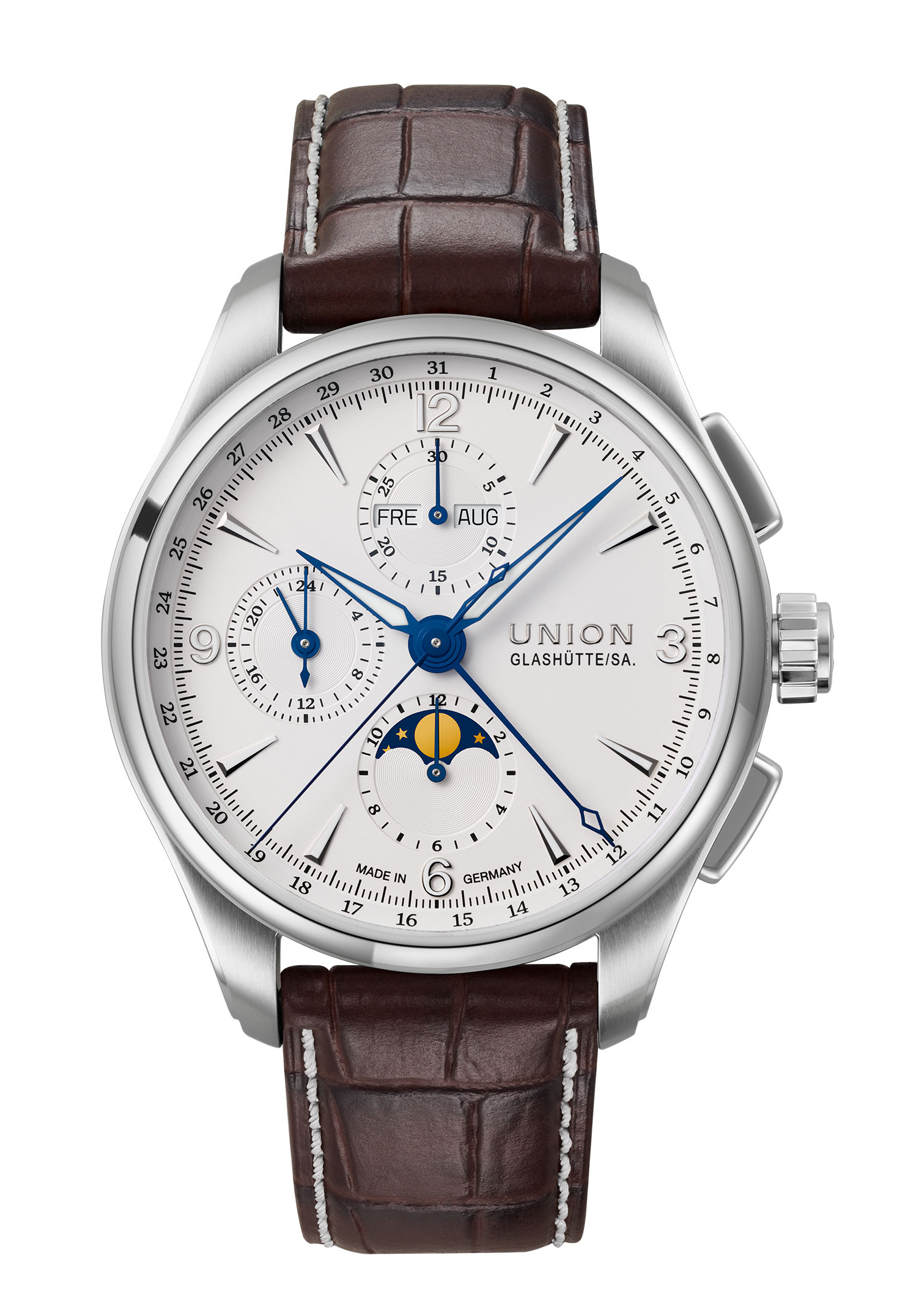 Union Glashütte SA. Belisar Chronograph Mondphase Weiß