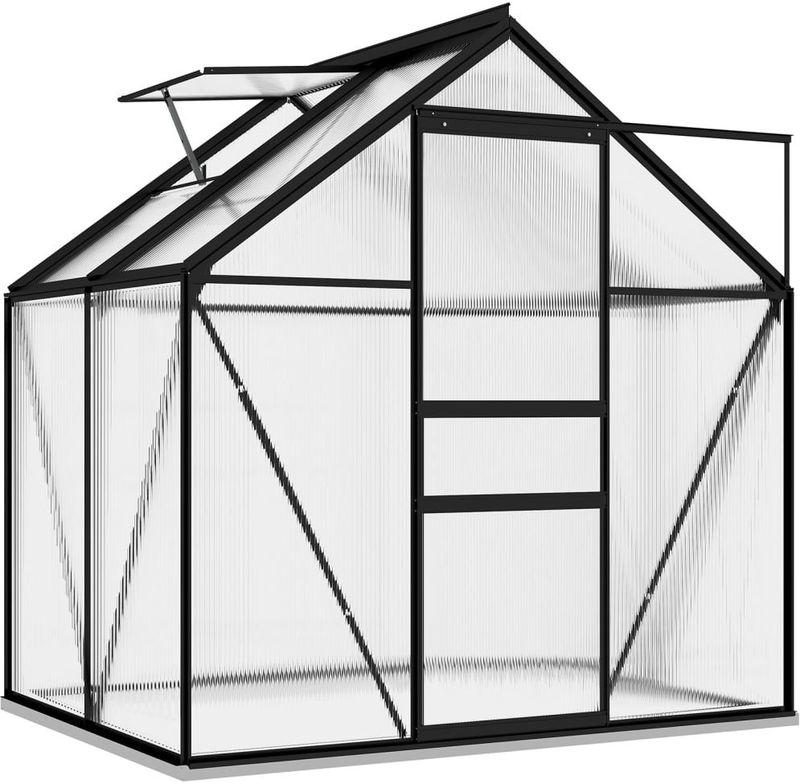 Tuinkas - Antraciet - Transparant - Aluminium - Ruimte voor Planten