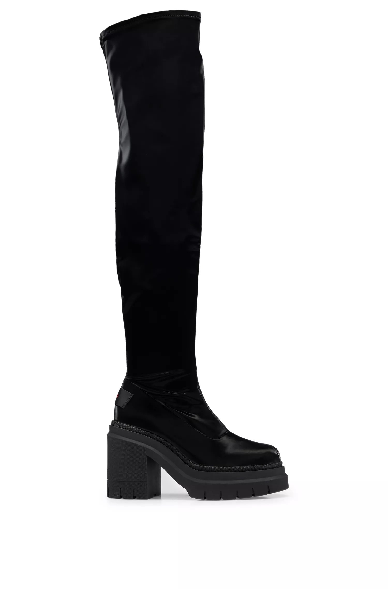 Botas de salto alto com efeito vinil HUGO Red-HUGO x Bella Poarch
