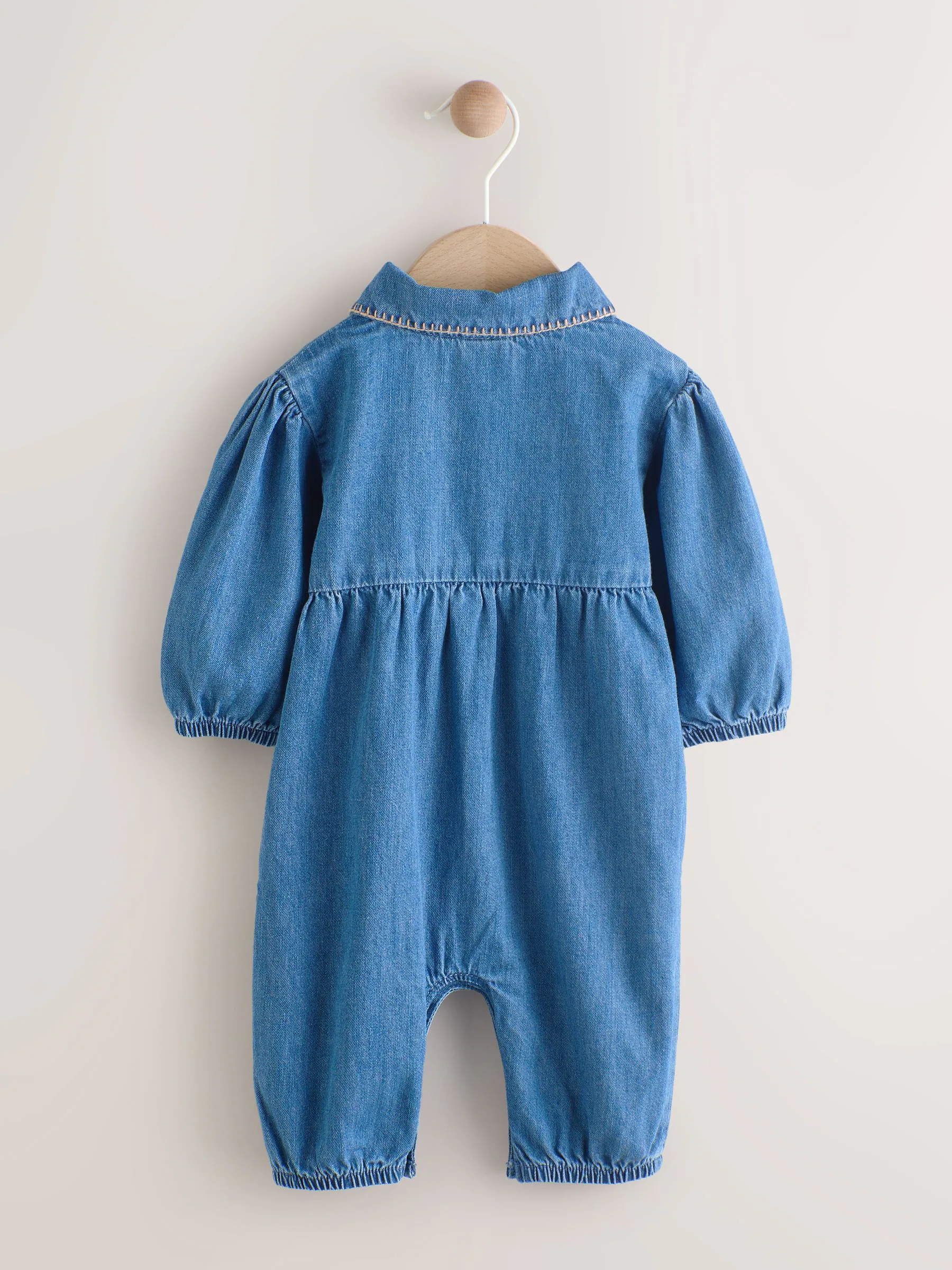 Blauw - Baby denim romper (0mnd-2jr)