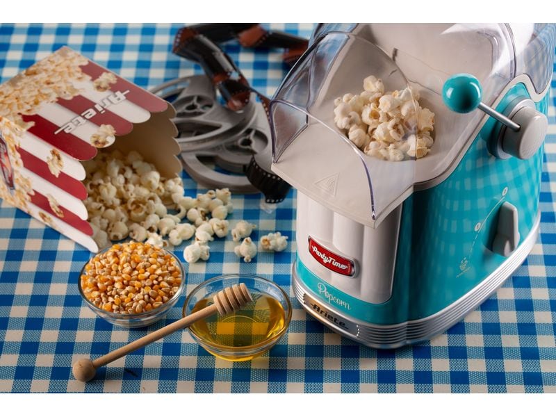 Ariete Popcorn Maschine Party Time ARI-2958-BL Blau/Weiss Popcornmaschine im Retro-Design