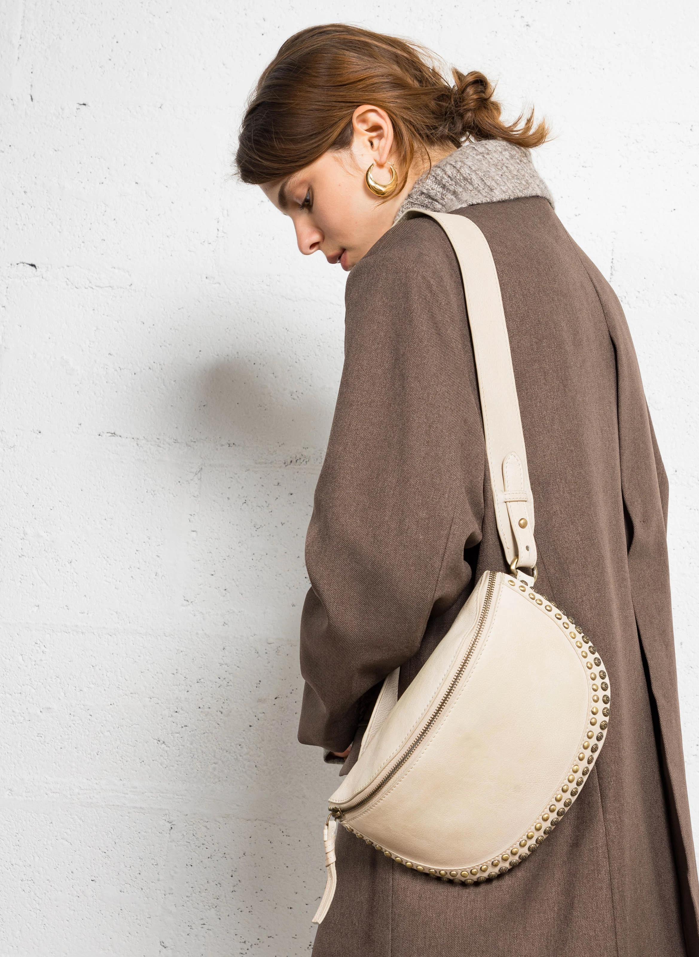GASPARD - Sac banane en cuir | Beige