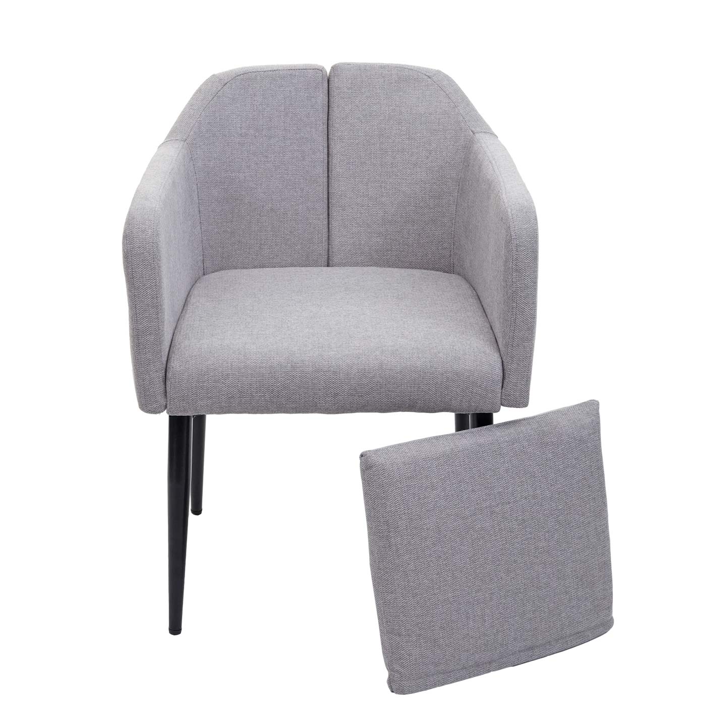 Esszimmerstuhl MCW-H93, Küchenstuhl Lehnstuhl Stuhl ~ Stoff/Textil hellgrau