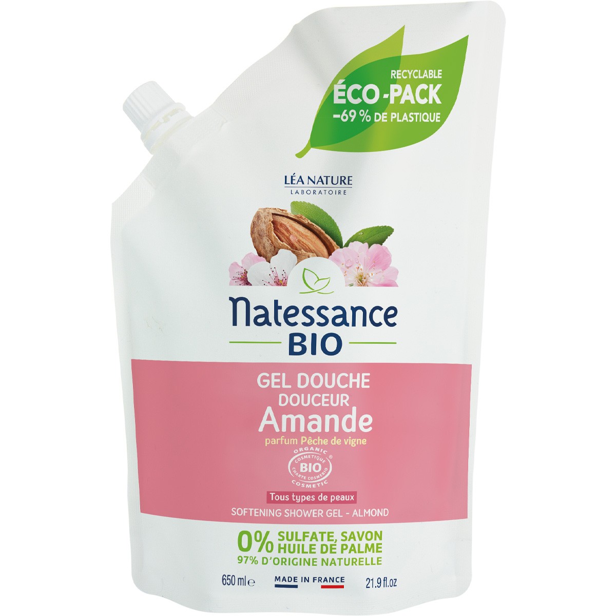 Gel douche relaxant  bio - Amande - 650 ml