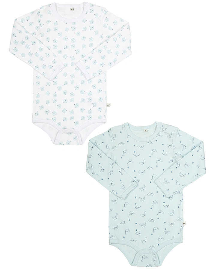 Langarmbody CUTIE BOY  4-er Pack in weiß/blau