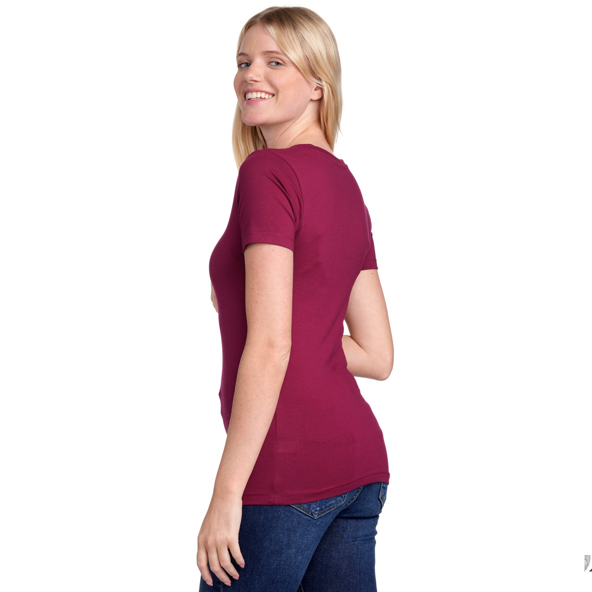 Gina Benotti Damen T-Shirt mit V-Ausschnitt dunkelrot