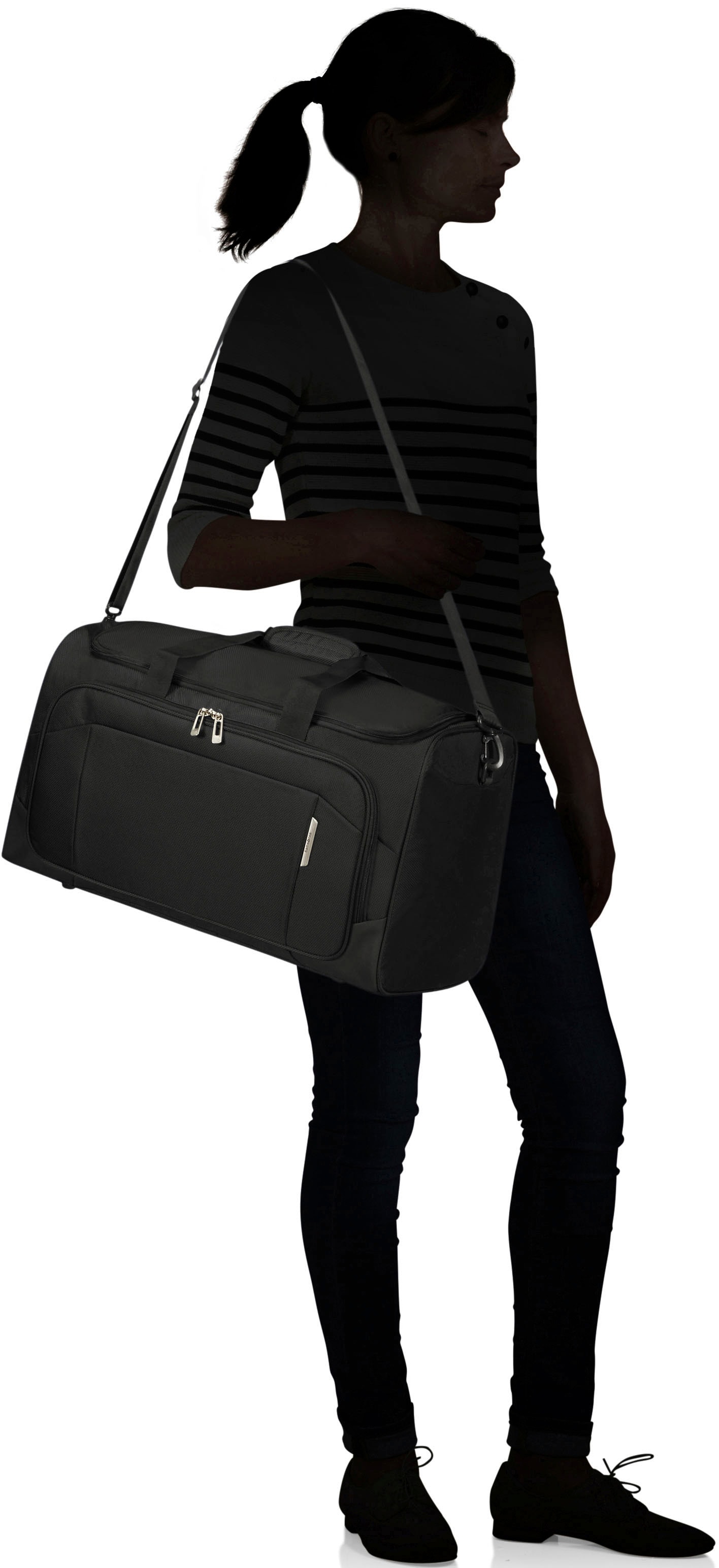Samsonite Reisetasche »RESPARK, ozone black, 55 cm« Handgepäcktasche Reisegepäck mit Trolley-Aufsteck-System