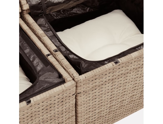 VIDAXL - Salon extérieur Salon de jardin avec coussins 9 pcs beige résine tressée