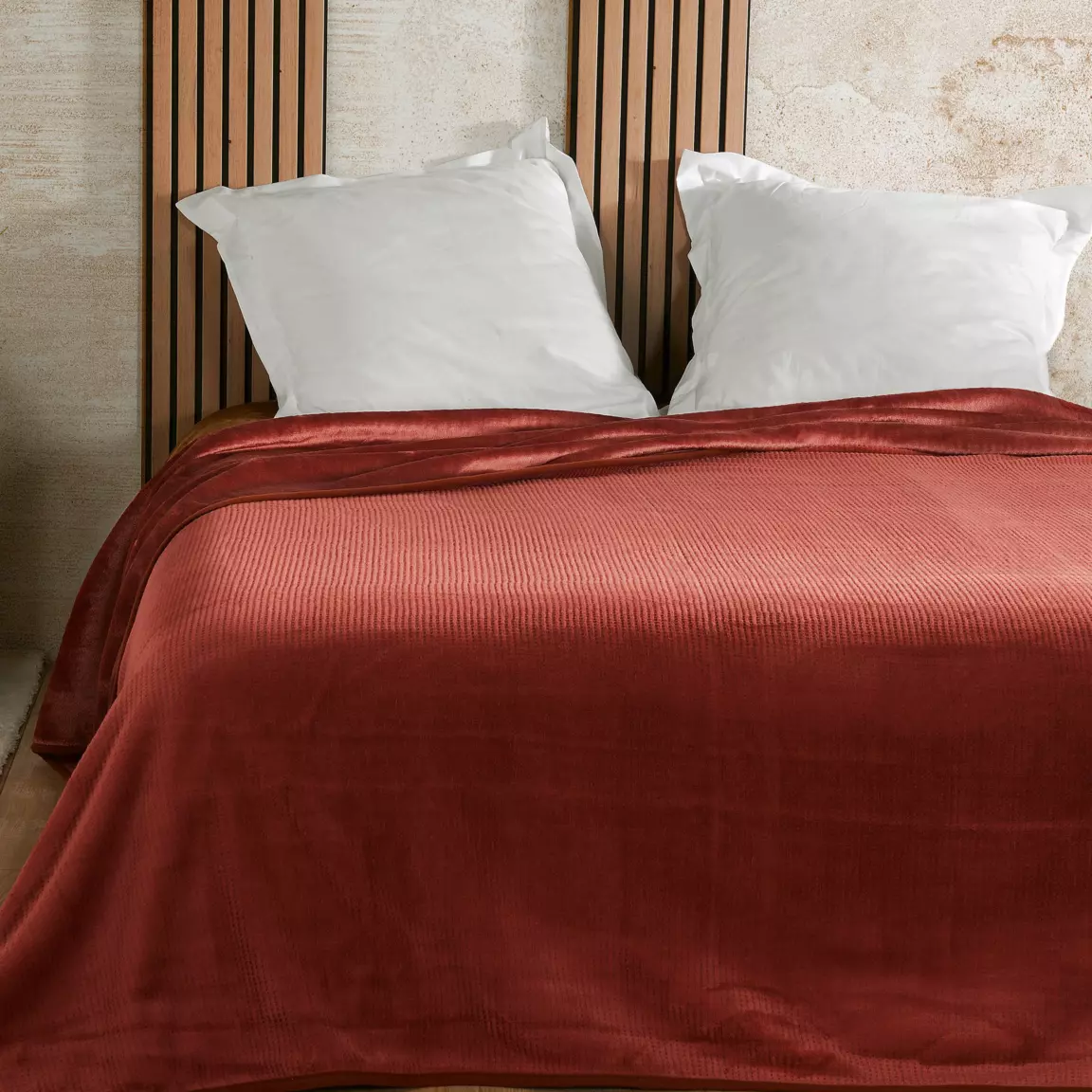 Couvre lit velours (240 x 260 cm) Gaufré Terracotta