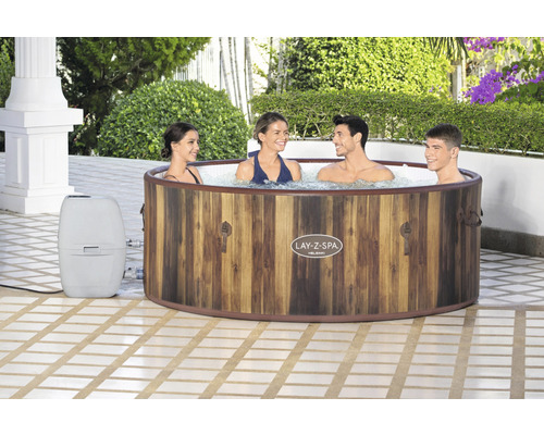 Bestway® LAY-Z-SPA® Helsinki AirJet™ opblaasbare hottub met 180 luchtjets, multifunctionele pomp, geïntegreerde verwarmingsfunctie en afsluitbare thermische afdekking, bruin