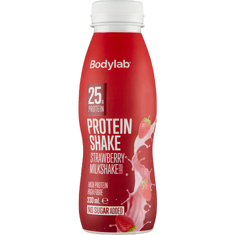 Proteinshake m. jordbærsmag u. tilsat sukker