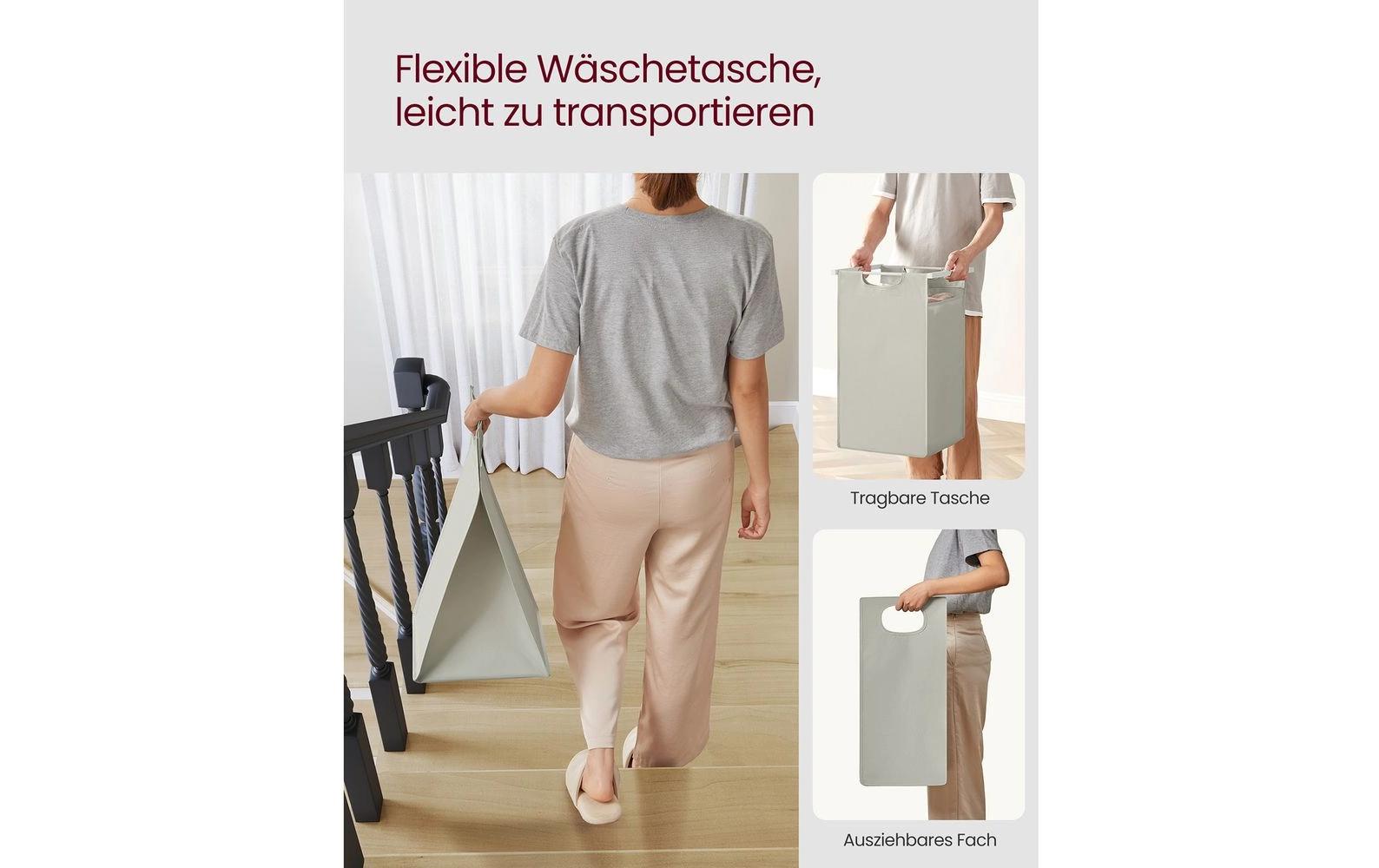 Wäschekorb mit Ablage 3 x 38 l, WeissWäschesammler