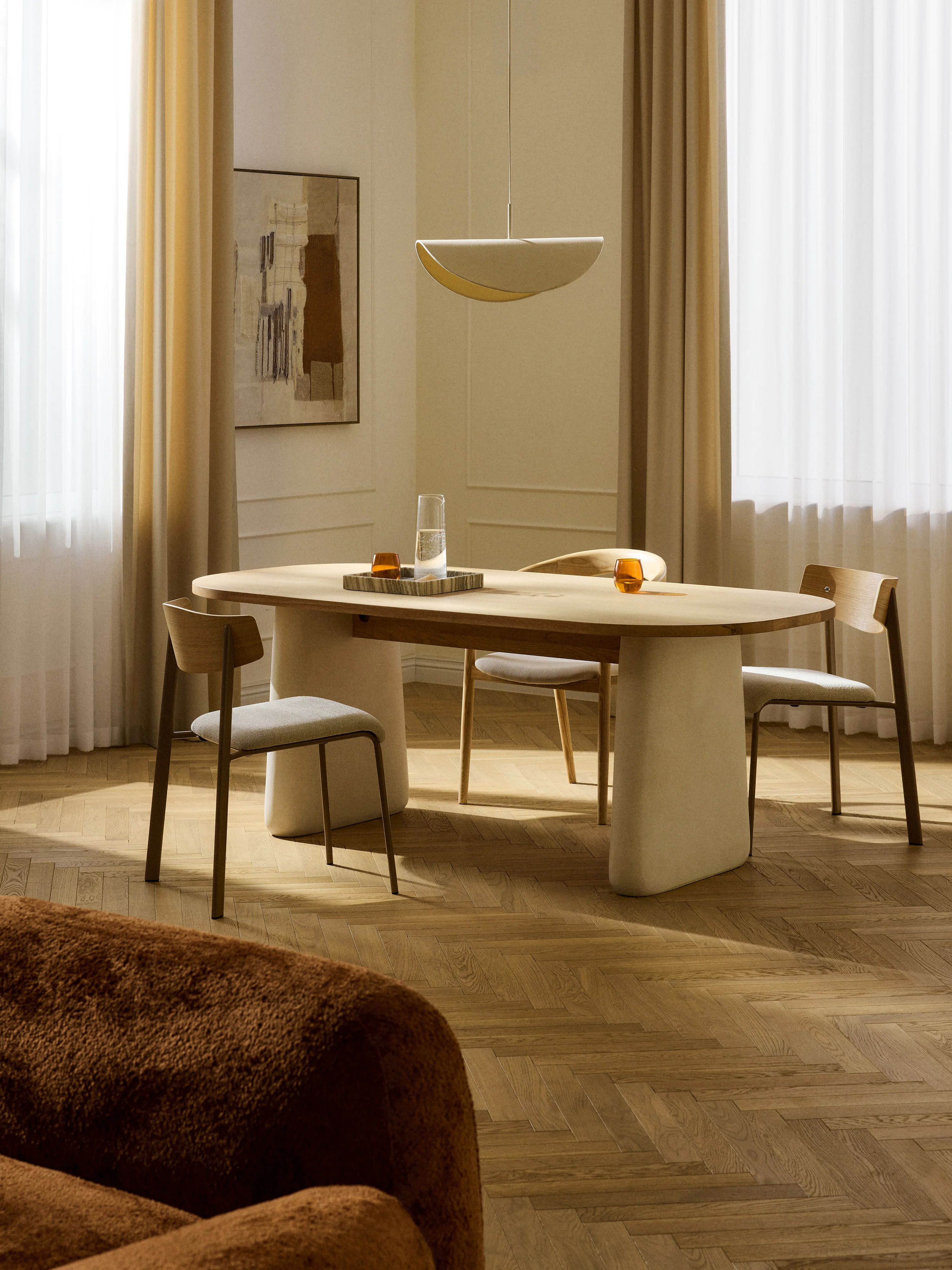 Ovale eettafel Dune van eikenhout, in verschillende formaten