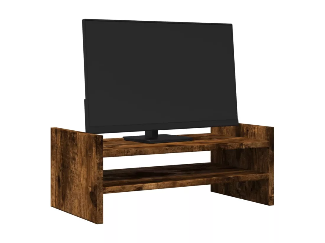 Support de moniteur chêne fumé 50x27x20 cm bois d'ingénierie