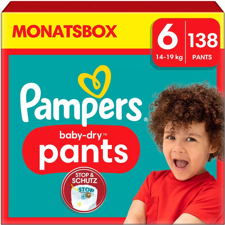 Pampers Baby-Dry Pants, Gr. 6 Extra Large, 14-19kg, Monatsbox (1 x 138 Pants)