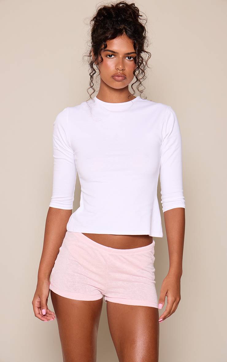 Rose Pâle Short Hot Pants En Jersey Chiné Slub