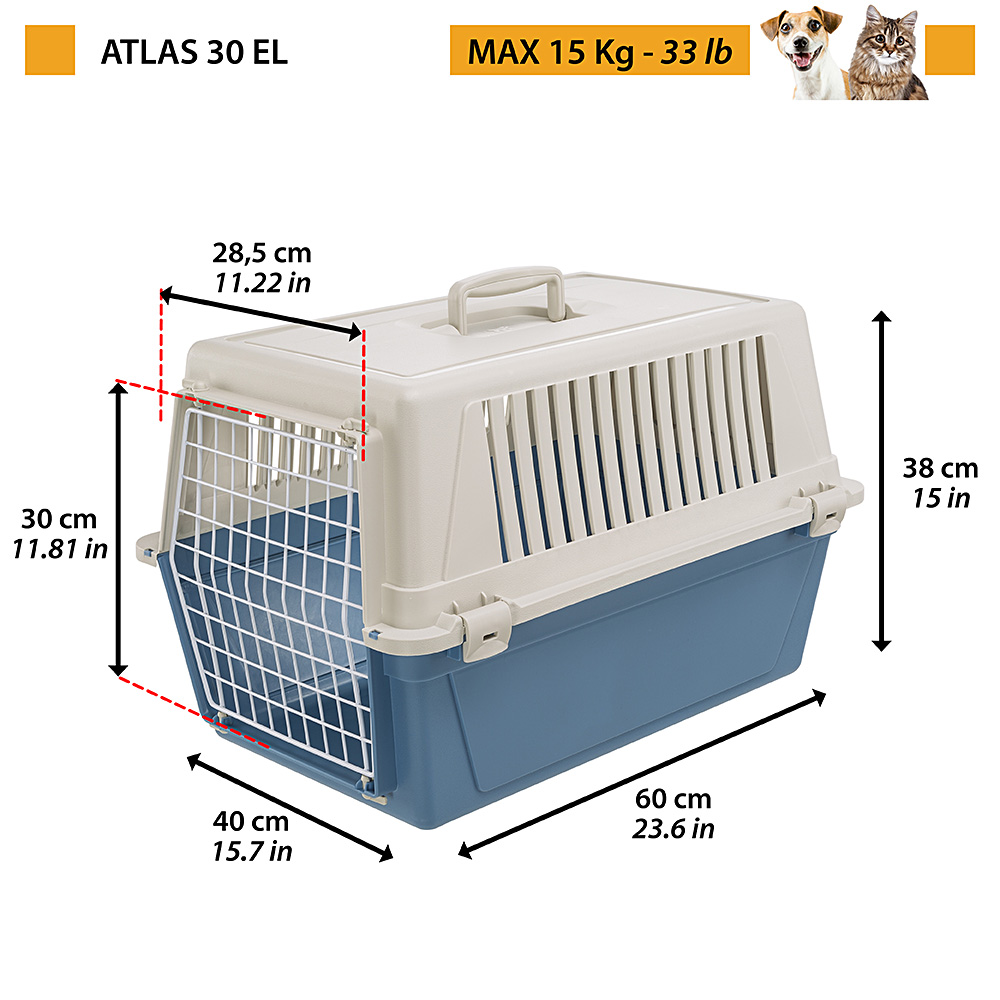 Ferplast transport rigide pour chats et chiens de petite taille atlas 30 el, box pour transport pour animaux, plastique robuste,