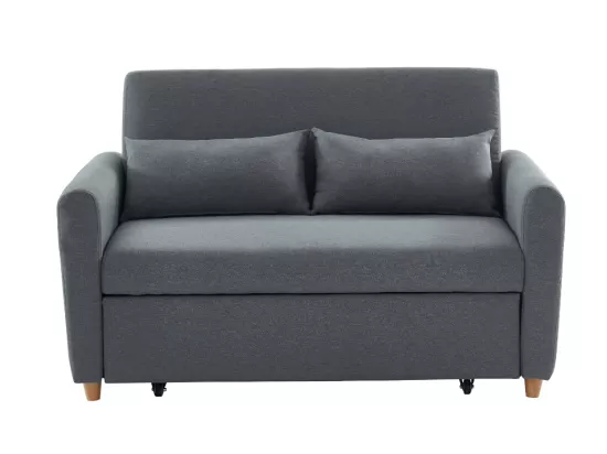 Canapé 2 places convertible en tissu gris AYLA