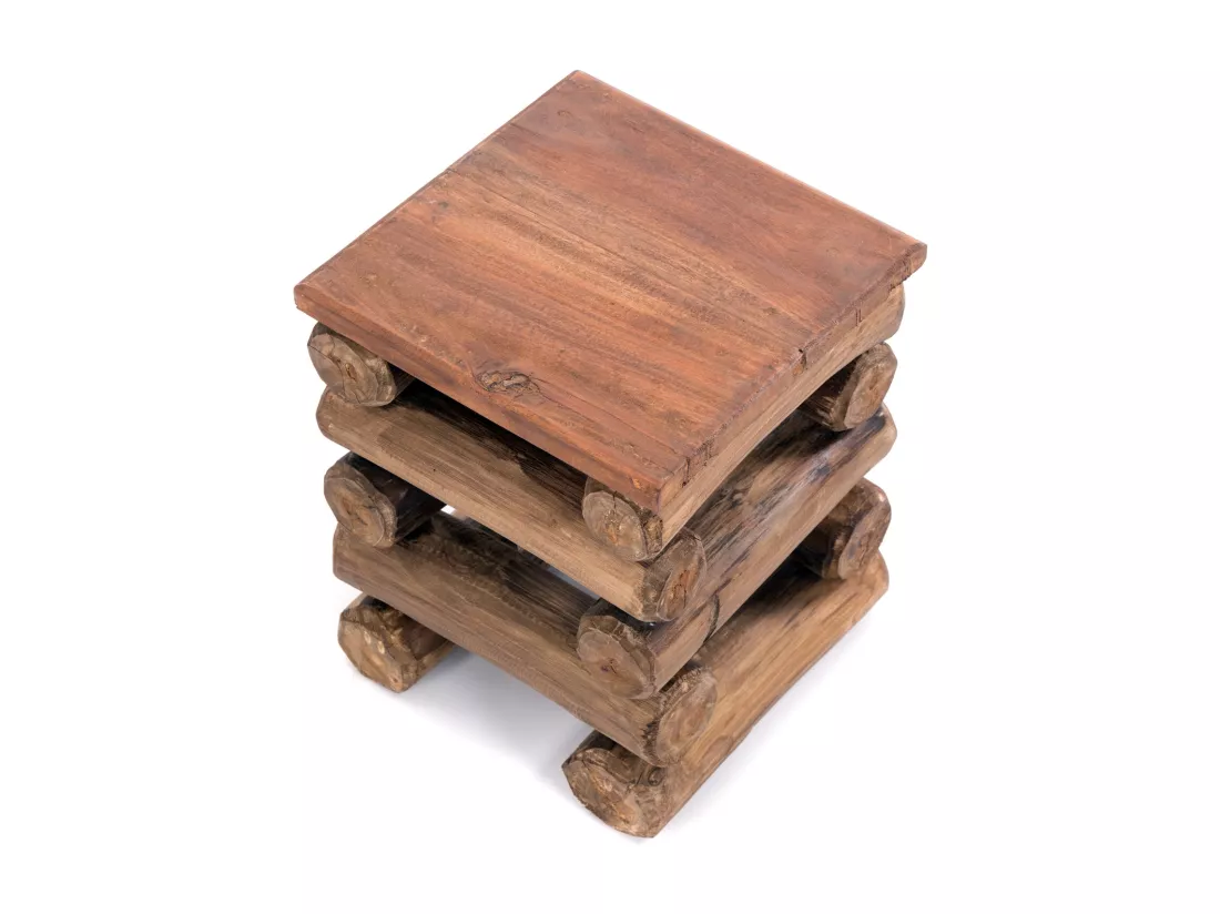 TABOURET BLOC 38 Teck massif couleurs naturelles