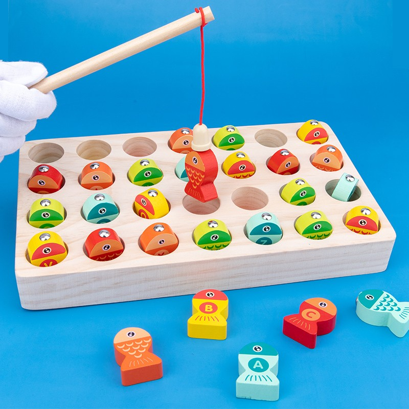 (30-tlg. Set) Magnetisches Holz Kinder Spielzeug Buchstaben Angeln Lernspiel - Bunt